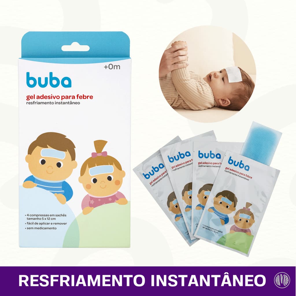 Gel Adesivo Alívio Febre Vacina Compressa Refrescante Buba