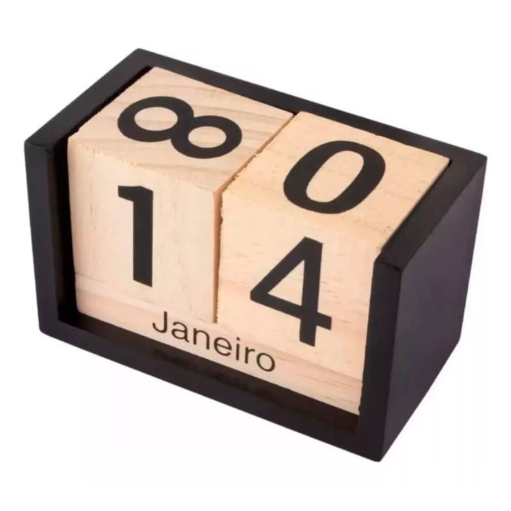Calendário De Mesa De Cubo De Madeira Em Vintage MDF