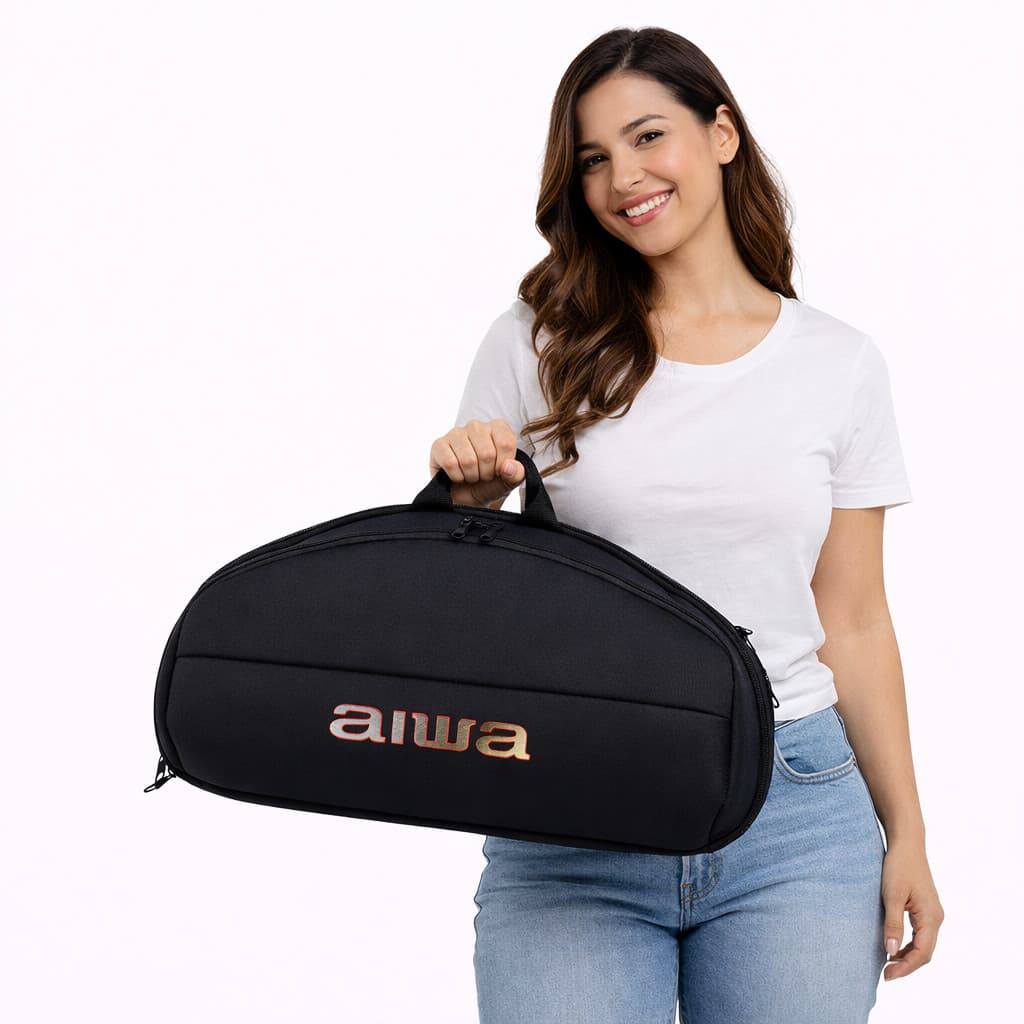 Capa de Boombox Aiwa Alça Dupla Ajustável Resistente a Respingos D'Água Interior Macio