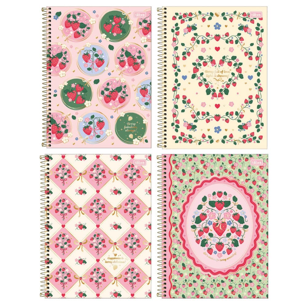 Caderno Universitário 160 Folhas 10 Matérias Be Berry! Feminino Tilibra