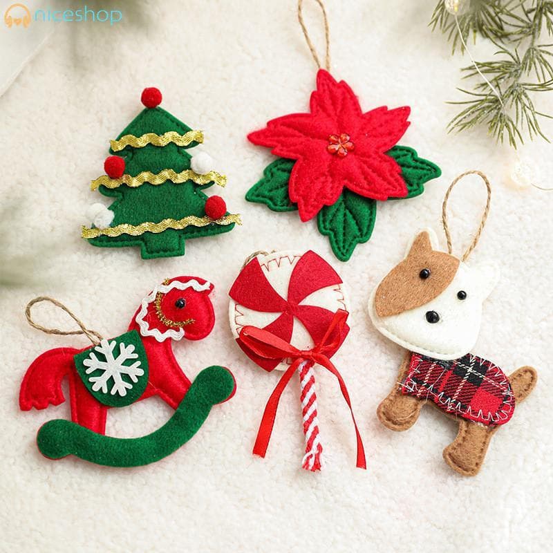 Pingente de Árvore de Natal em Feltro - Ornamento de Janela de Cavalo de Desenho Animado MFYY