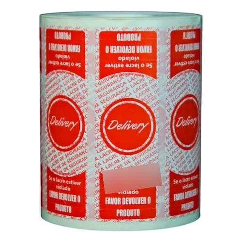 1000 Unidades Etiqueta Couchê Lacre Segurança 90x30x33mm Vermelha Para Delivery