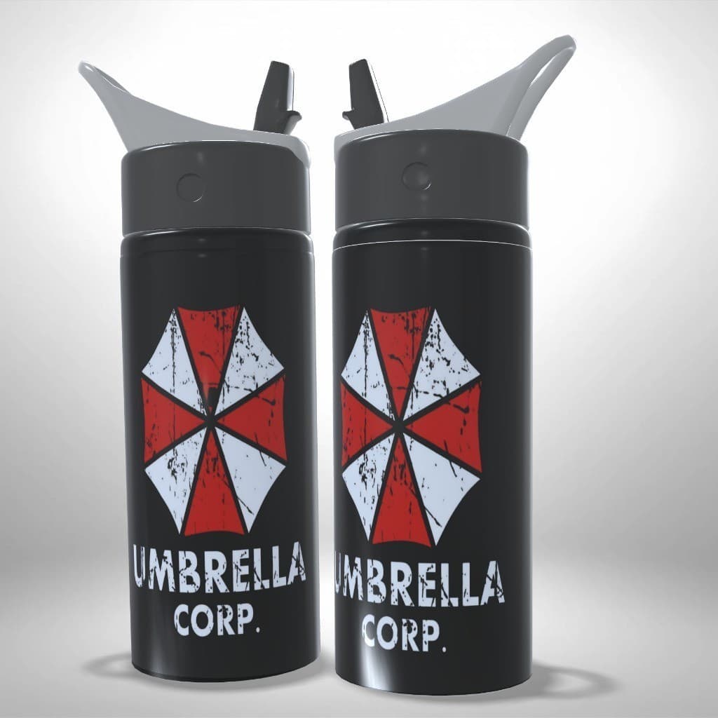Garrafa Squeeze Alumínio Personalizado - Resident Evil Umbrella - Gamer - Presente