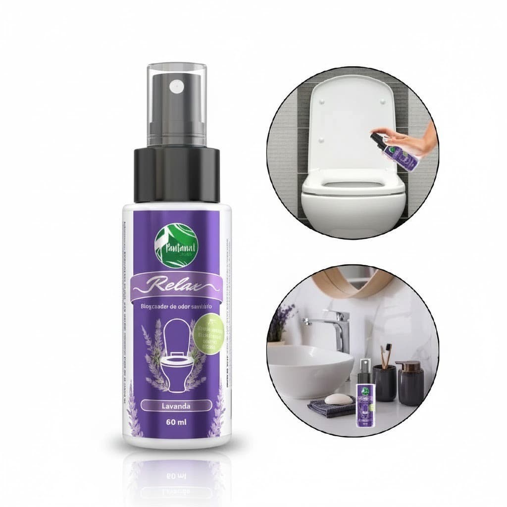 Bloqueador De Odor Sanitário Lavanda Relax 60ml Pantanal Aromas - Anti Cheiro Banheiro Nº2 Spray