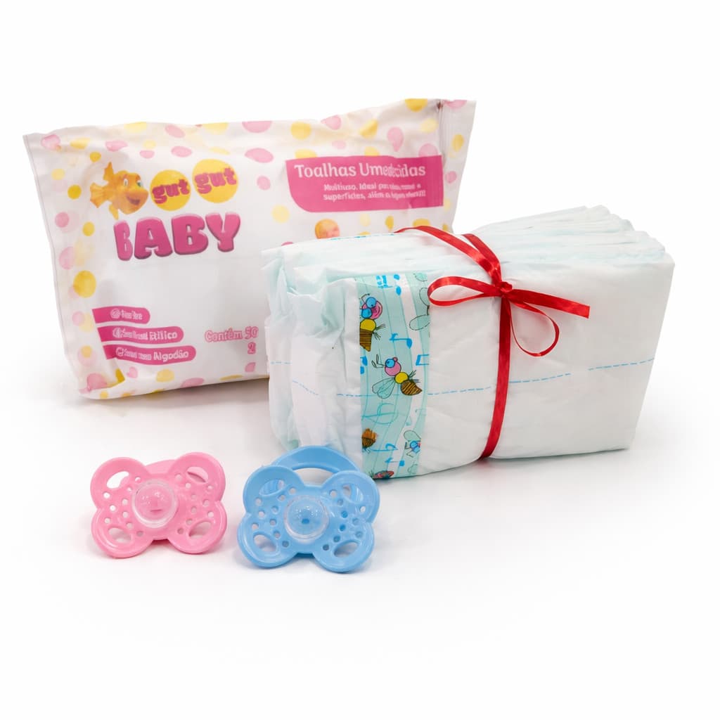 Kit Fralda Lenço e Chupeta para bebê reborn -Bonecas - Kit Promocional