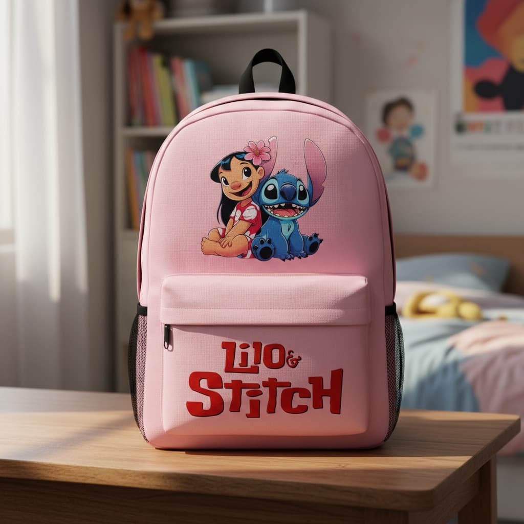 Mochila Escolar De Grande Capacidade Para Estudante Lilo Sti