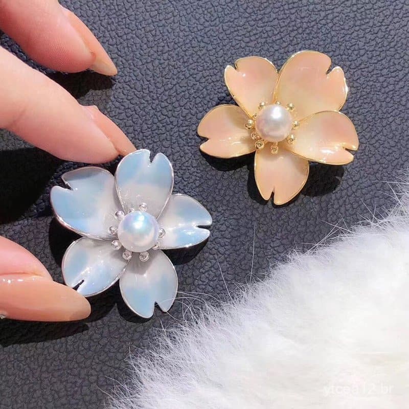 Acessórios DIY: Broche de flor pequena feito à mão, pintado com esmalte, banhado a ouro espesso, para mulheres, broche p