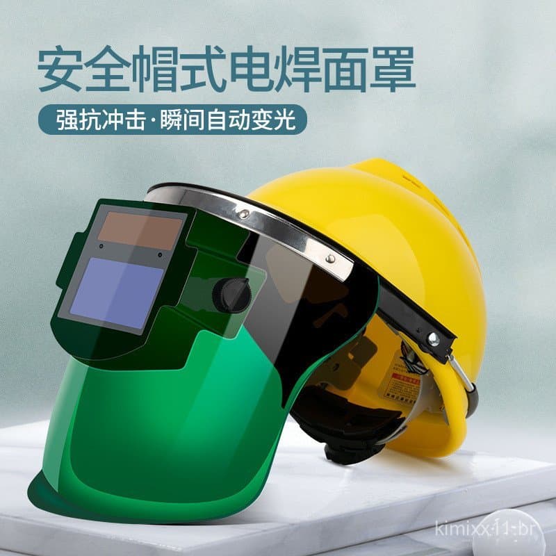 Máscara de Soldagem com Escurecimento Automático, Viseira Protetora Transparente em PC com Capacete de Segurança, Máscar