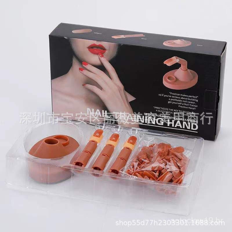 Mão de treino para nail art, modelo de mão móvel para nail art com base e articulações, vem com tips de unhas, produto m