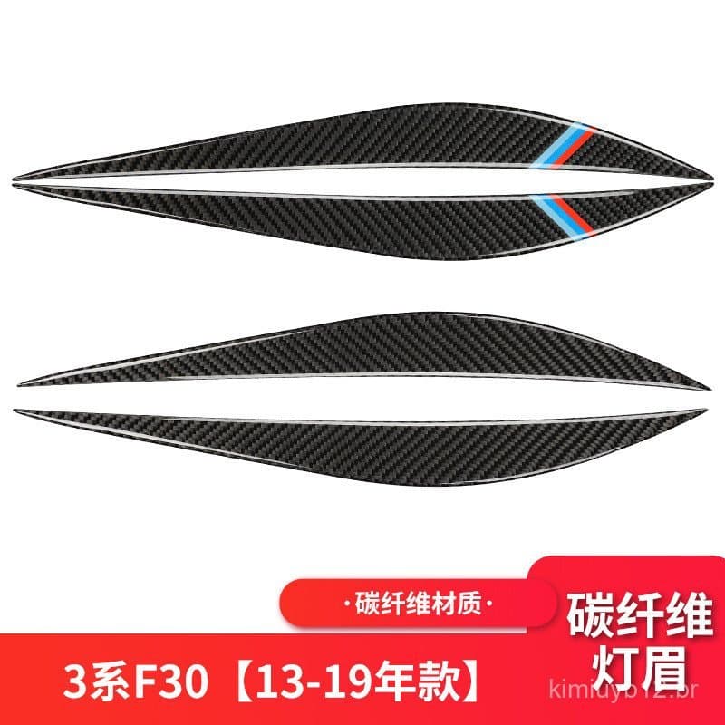 Adequado para BMW F30 Nova Série 3, acessórios de modificação de sobrancelha de farol em fibra de carbono 320i 325i.
