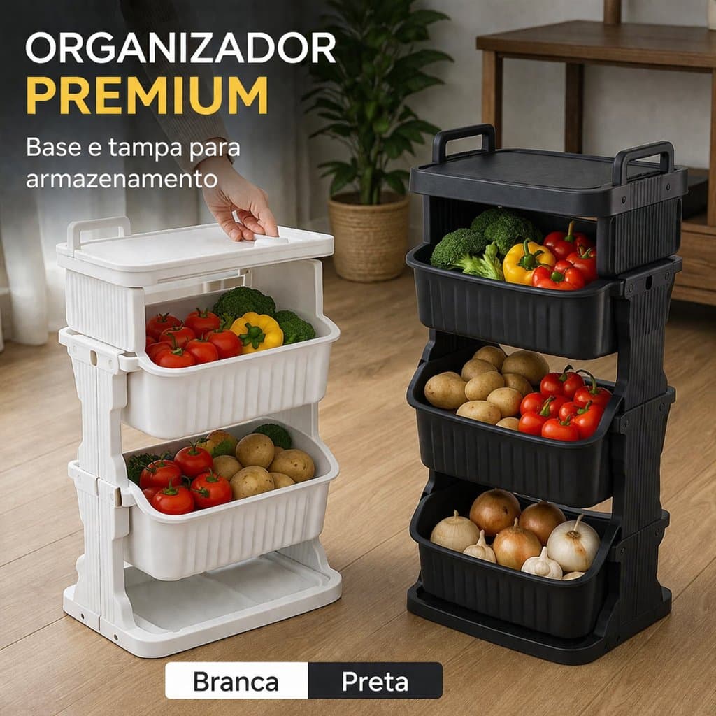 Organizador de Chão Premium Plástico Resistente Para Cozinha Lavanderia e Banheiro Multiuso