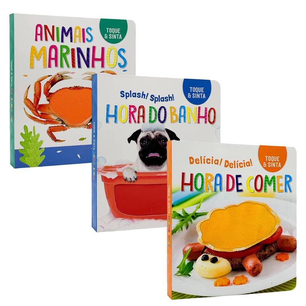 Kit Toque e Sinta - Animais Marinhos + Hora de Comer + Hora do Banho | 3 Livros