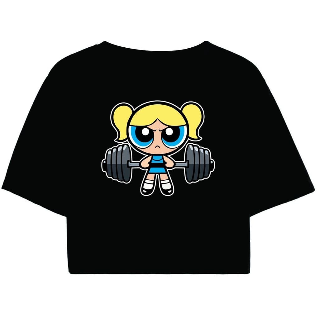 Cropped Feminino Preto blogueira Academia malhação fitness gym lindinha as meninas super poderosa