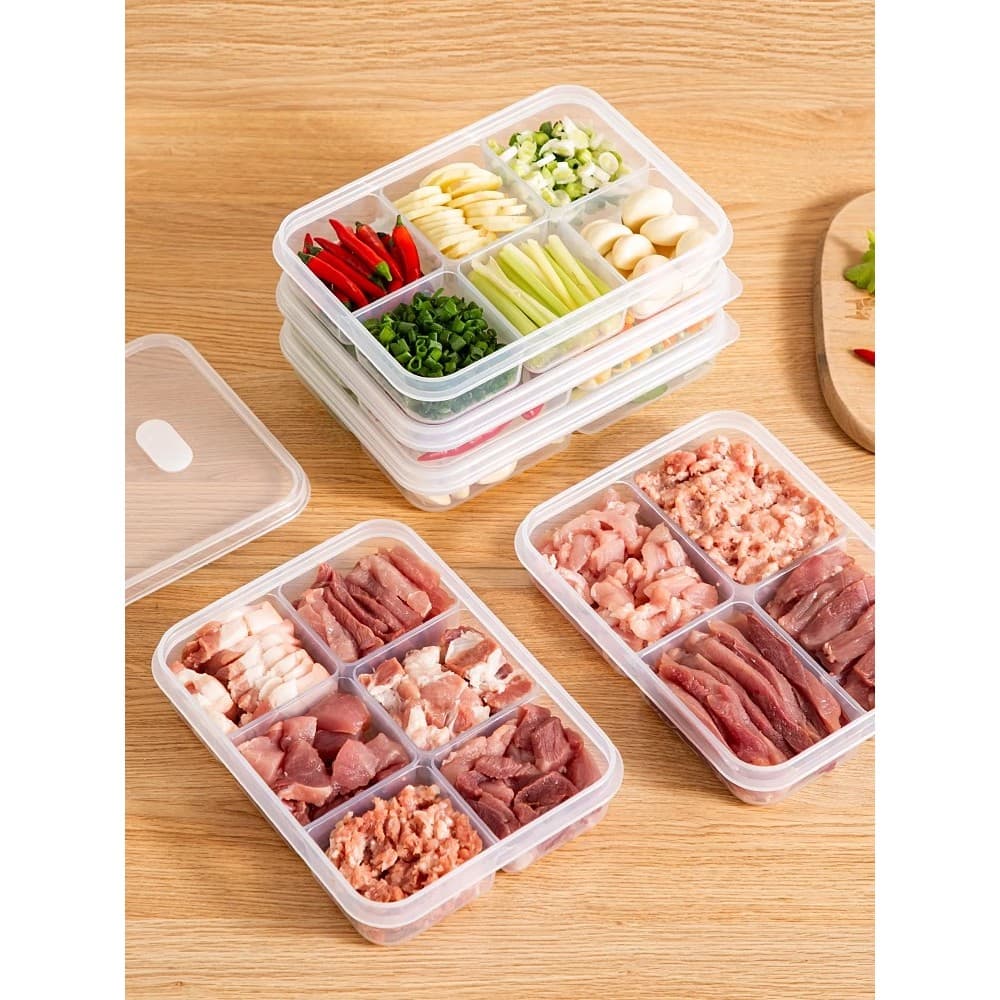 Cozinha Preparação Semanal Caixa de Alimentos de Qualidade Alimentar Carne Congelada Preparando Refeição Compartimento d