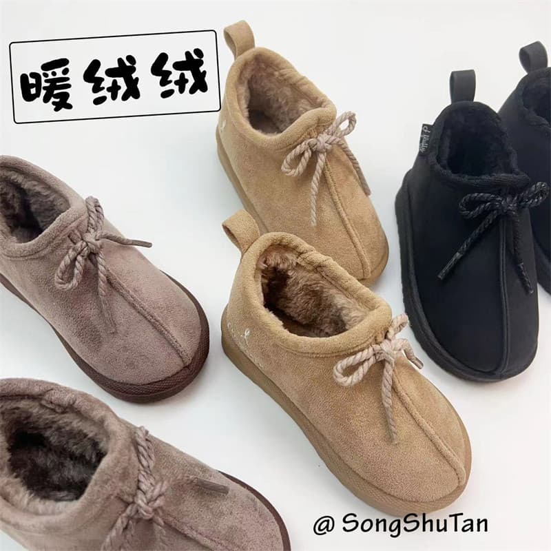 Crianças sapatos de algodão das mulheres dos homens do bebê botas curtas de algodão forro de lã inverno sapatos de casa