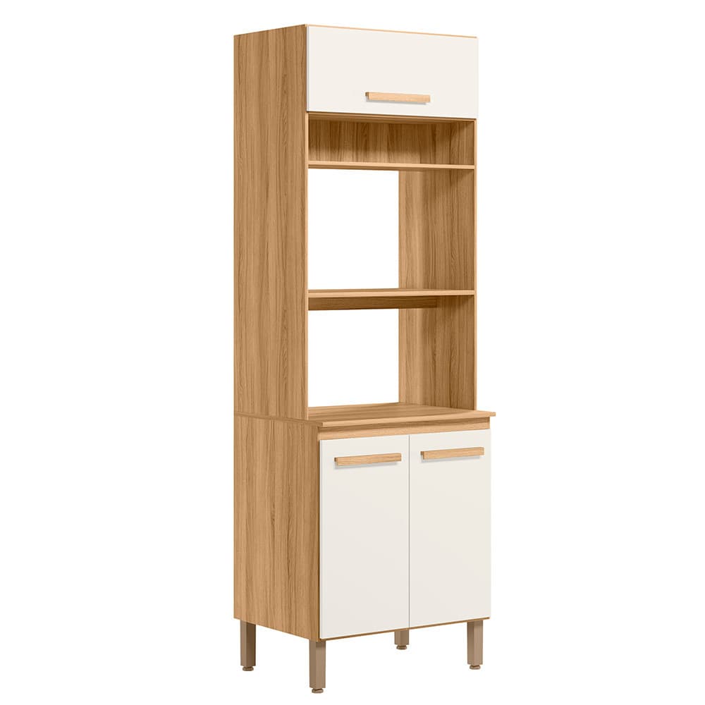 Paneleiro Torre Quente 3 Portas 70cm Intenza Freijo/Off White Cristal - SSX Multicoisas