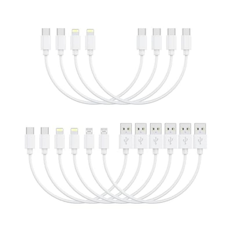 [1FT , Pacote Com 10] Cabos De Carregamento USB Multicurtos , Carga Rápida & amp ; Sync Type-C/Lightning/Micro Cords Em