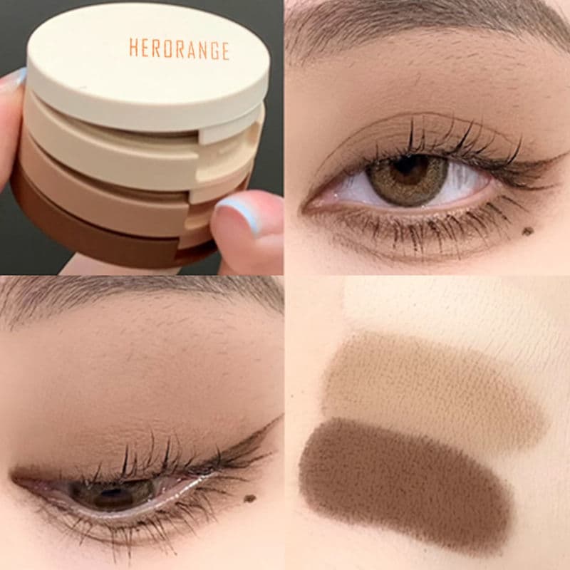 Paleta de sombras de três camadas fosca madeira morta marrom frio cor terra delicada perolada iniciante estilo es