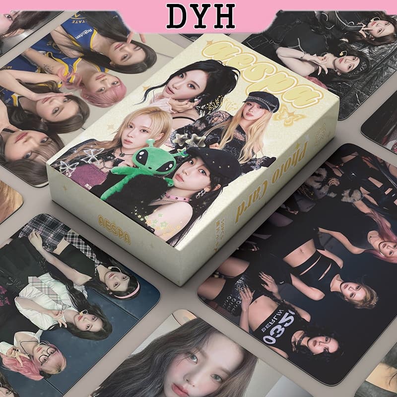 50 Pçs/Caixa Aespa Cartão Laser Photocard Karina NingNing Inverno Giselle Kpop Álbum Lomo Cartões Postais