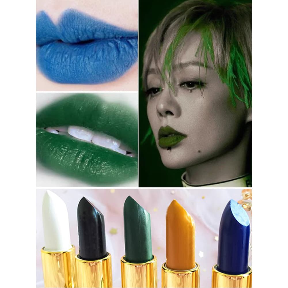 COS Halloween Batom Preto Vampiro Envenenamento Maquiagem Preto Roxo Branco Amarelo Azul Batom Verde Escuro