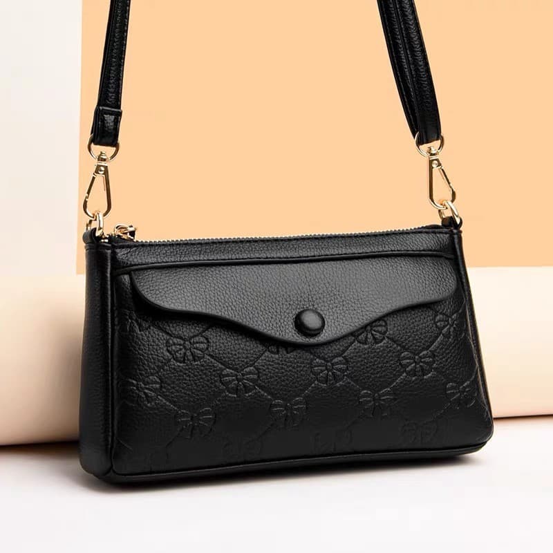 Bolsa feminina de couro genuíno 2025 novo estilo couro macio Multi-camada All-Match portátil ombro mensageiro pequeno sa
