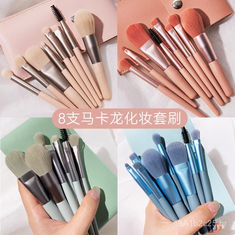 Conjunto de Pincéis de Maquiagem Cangzhou 8 Peças Portátil, Pincel para Pó Solto, Pincel para Sombra, Pincel para Base,