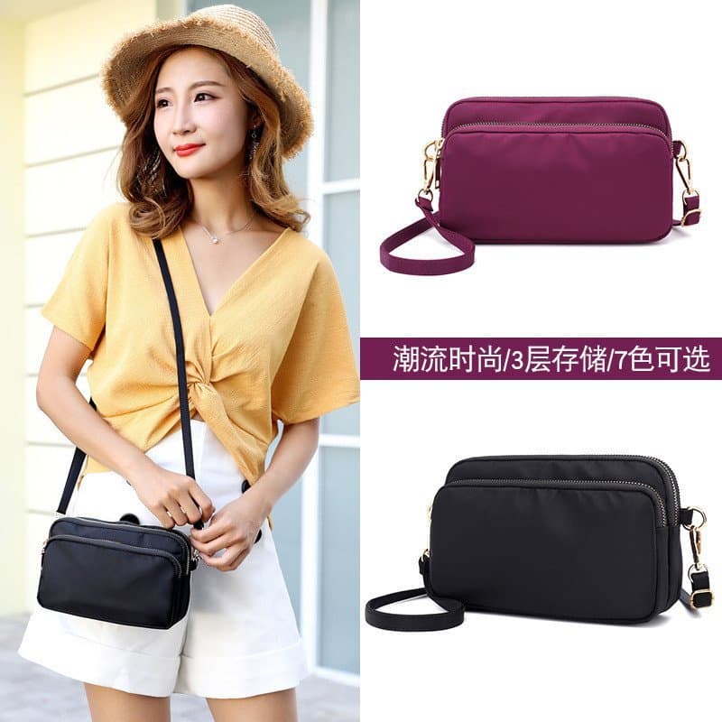 Bolsa transversal leve de ombro único para mulheres, bolsa quadrada pequena e moderna, bolsa de tecido de nylon impermeá