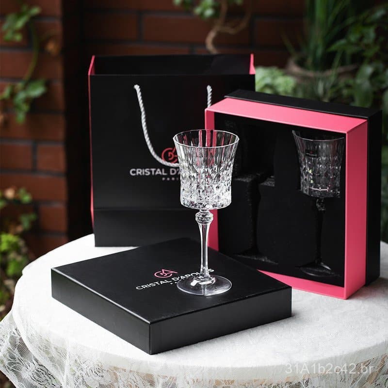 Taça de Vinho Tinto Vintage CDA Crystal Diamond Importada da França, Taça de Champanhe Encantadora, Taça de Vinho em Cai