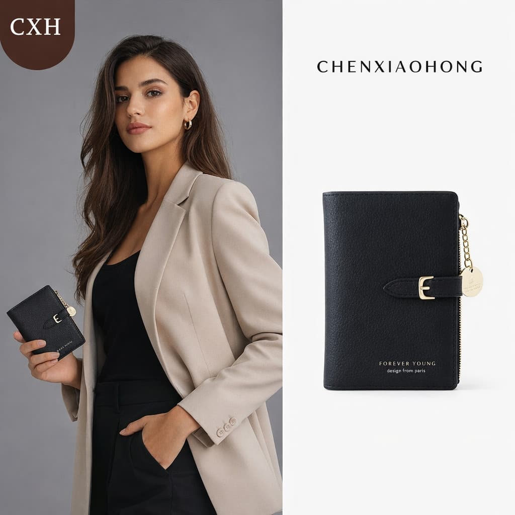 CHENXIAOHONG Carteira feminina, pequena e espaçosa, com fecho de correr.