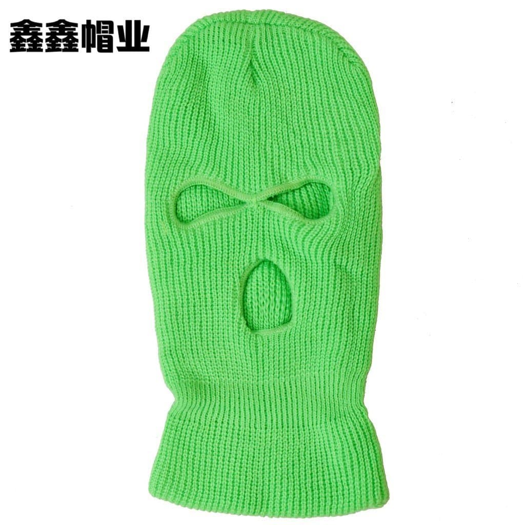 Gorro de inverno de malha com três furos em cores vibrantes, gorro de lã com furos, faixa de cabeça para ciclismo ao ar