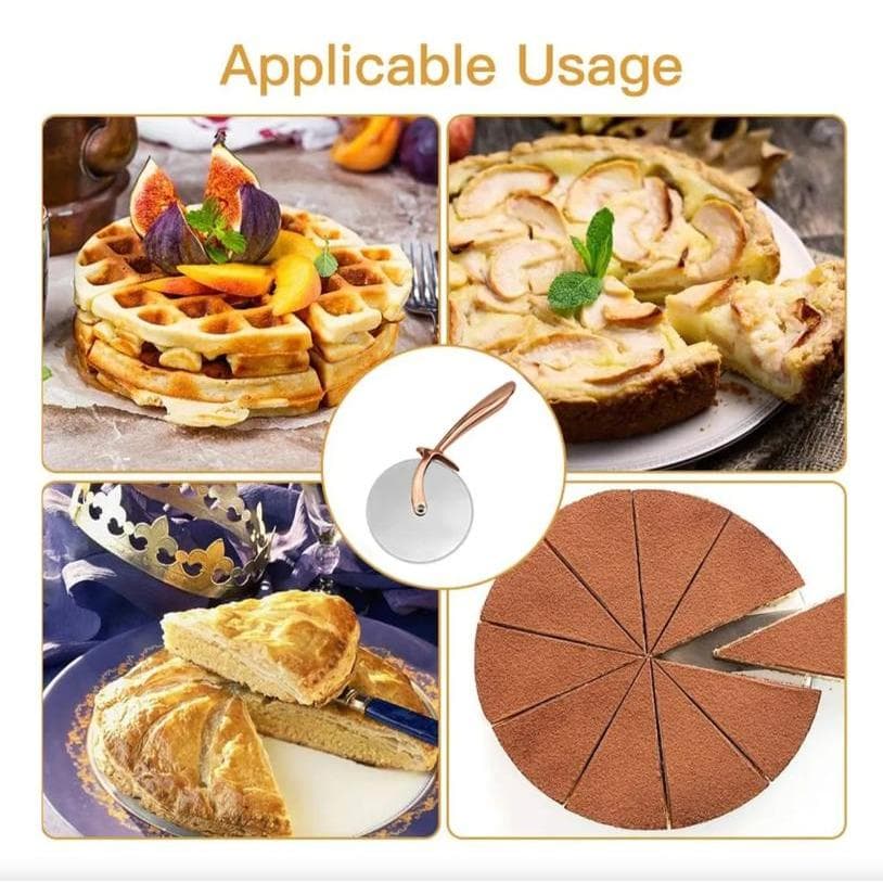 Cortador de Pizza em Aço Inox com Cabo Rose Gold / Cobre – Fatiador de Pizza e Massas
