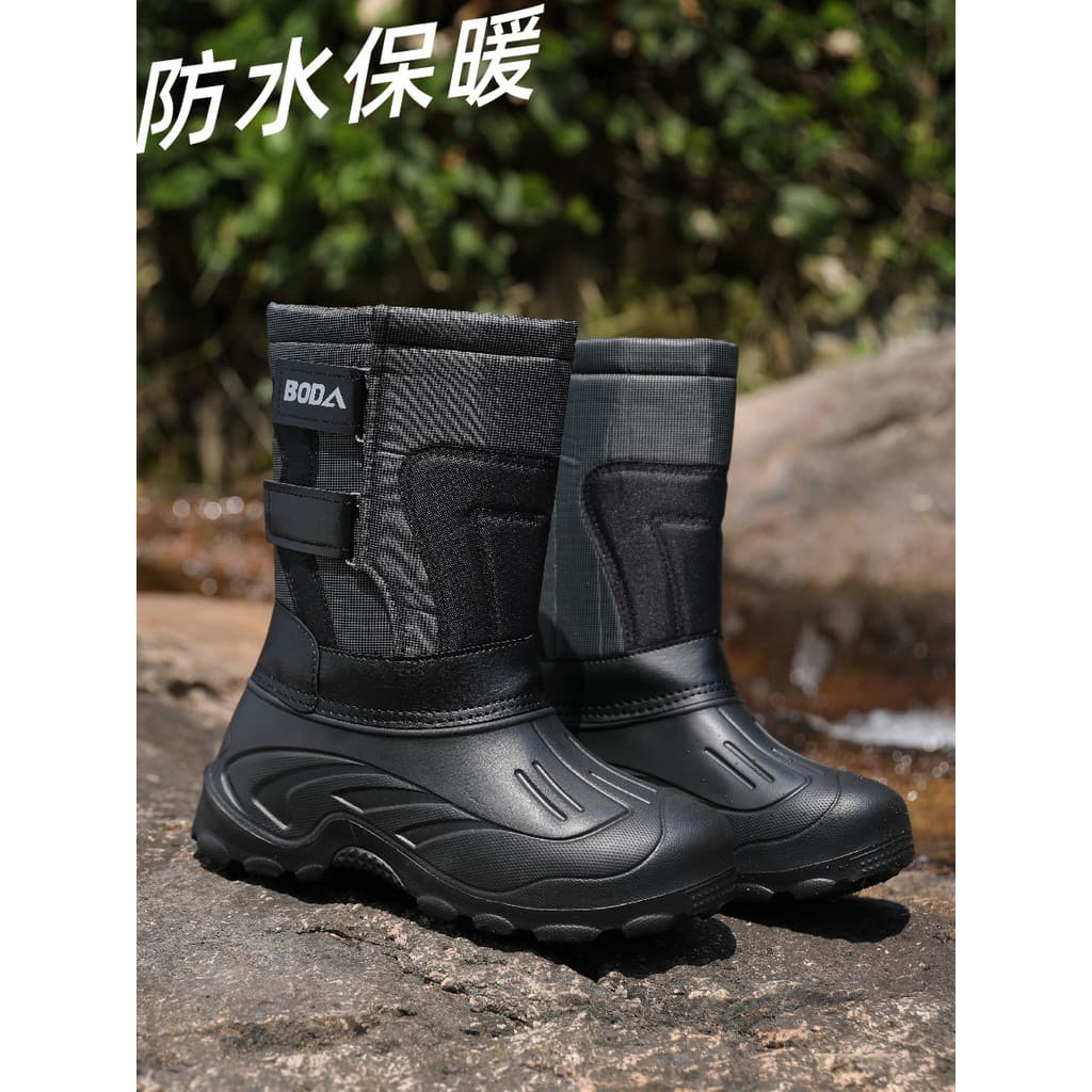 Botas de neve impermeáveis dos homens engrossados velo-resistente botas de pesca de inverno Anti-deslizamento botas de a