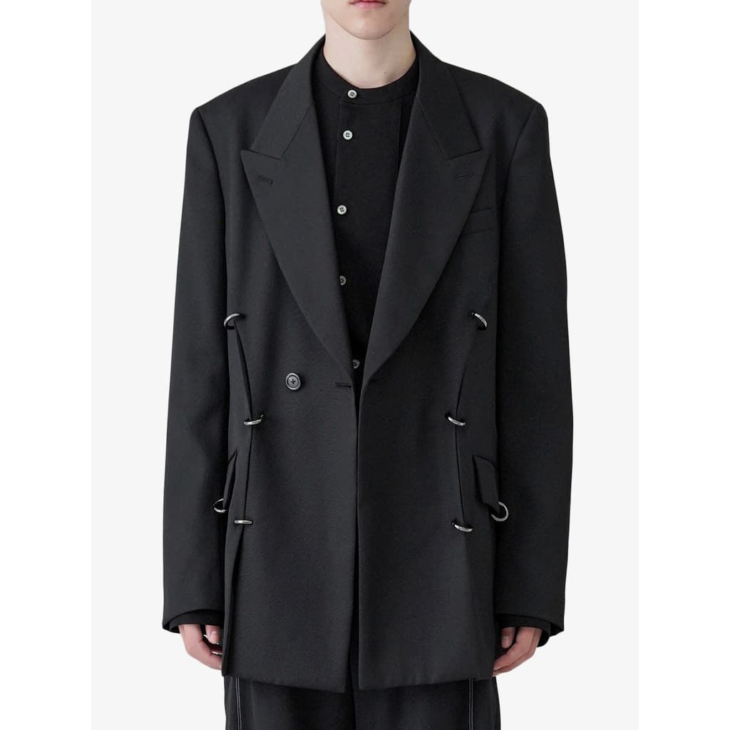 GAOSTUDIOS Anel de Metal Preto Desconstrução Terno Thug Masculino Simples Estilo Japonês Grande Lapela Solta Jaqueta Yam