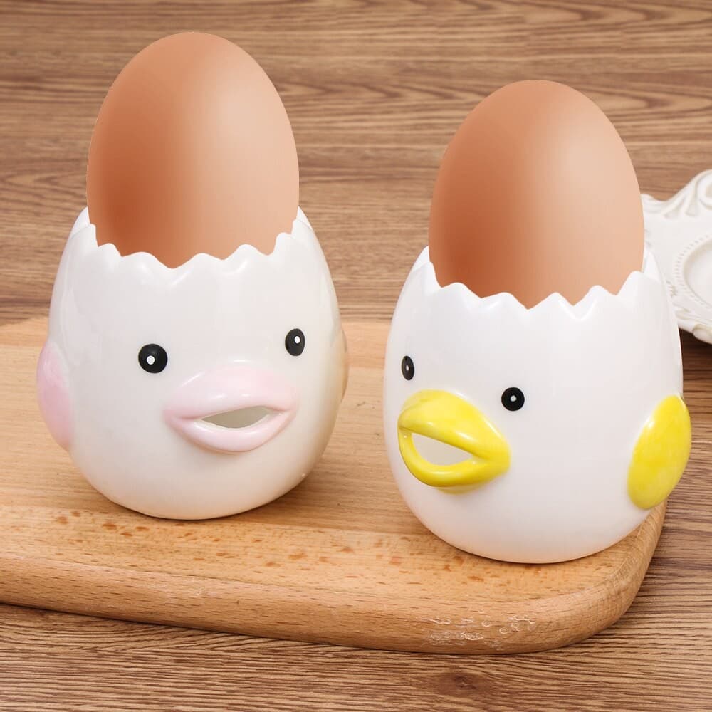 Separador de Ovo e Gema - Porcelana - Amarelo e Rosa - Cozinha