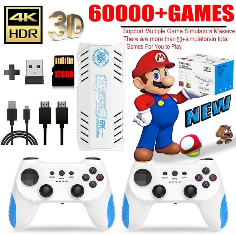 O Mais Recente Modelo X10Pro game stick 4K console Retrô De Alta Definição Está Equipado Com 128 Gb 60.000 + Jogos E Con