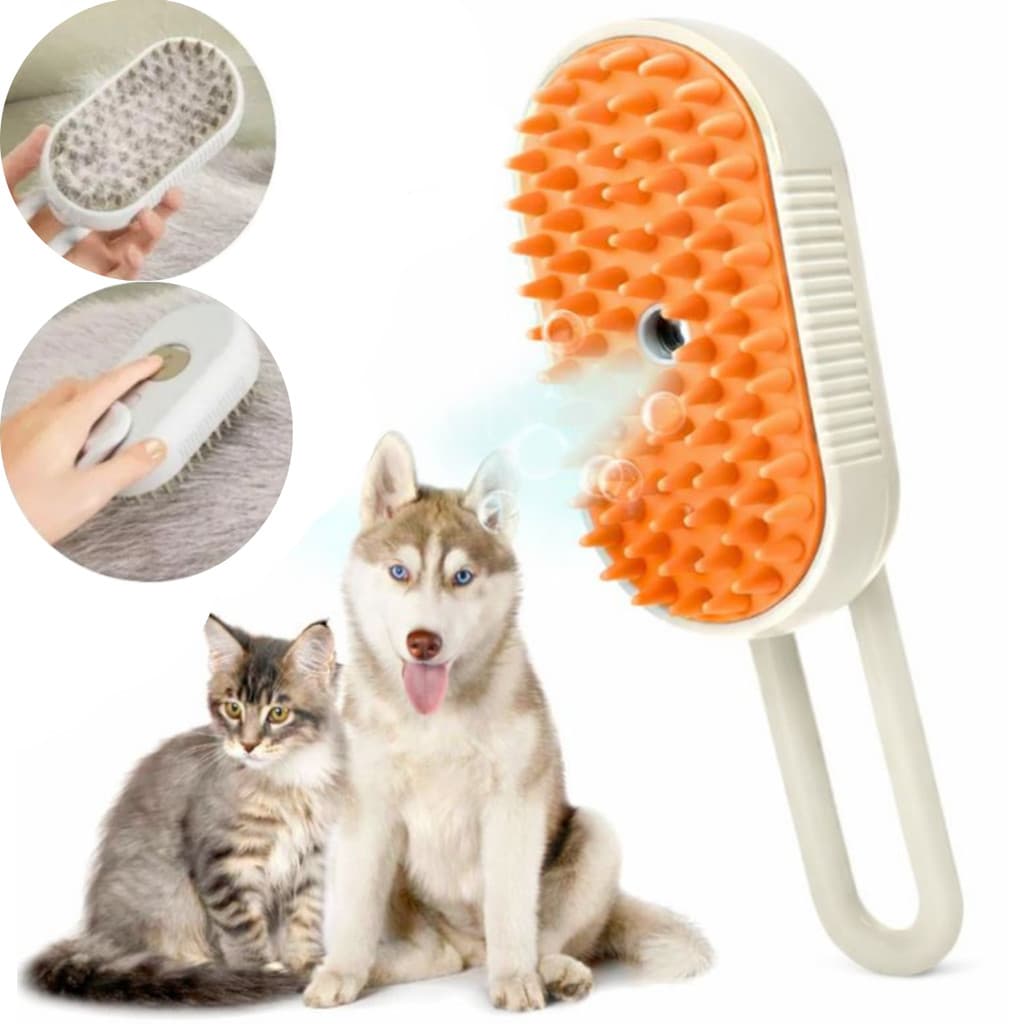 kit 2 Escova Pet 3 em 1 com Spray  Remove Pelos, Massageia e Limpa Cães e Gatos