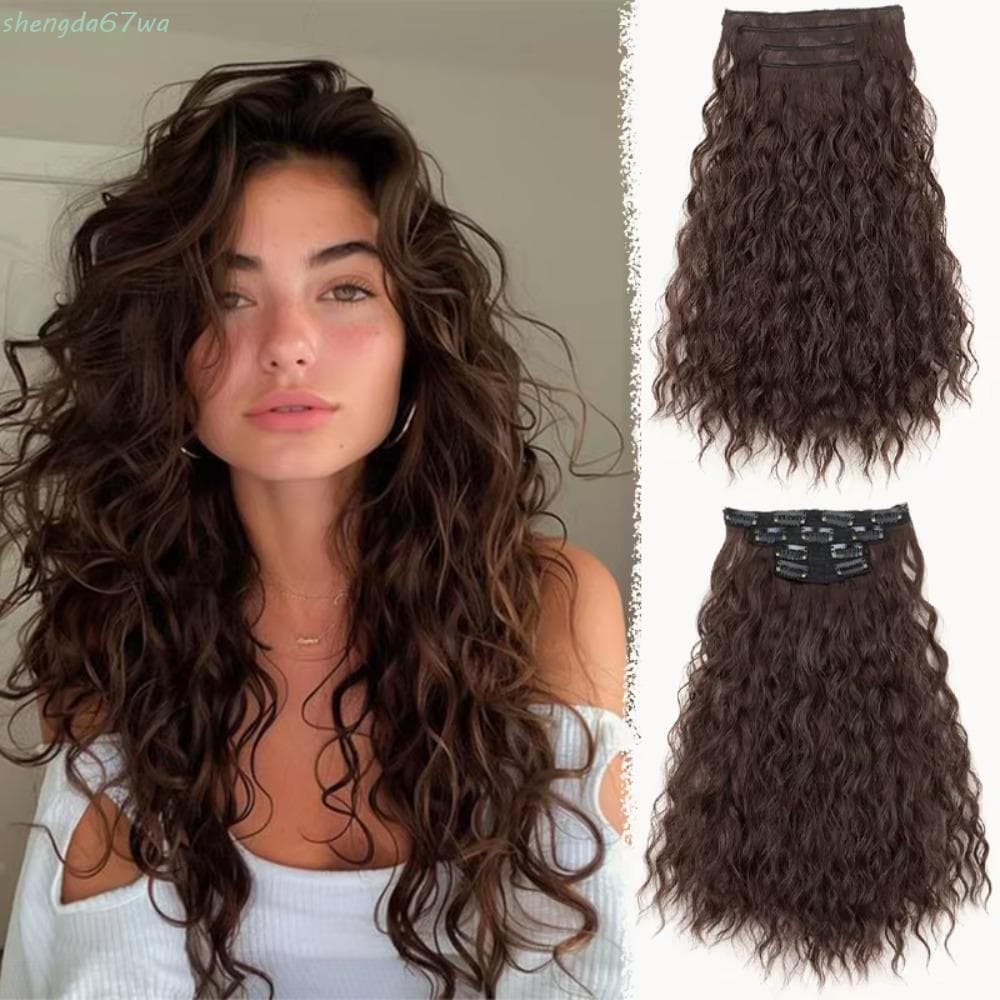 Shenda Extensões de Cabelo Clip-in de 4 Peças, Cachos Gradiente Invisíveis 6MZF