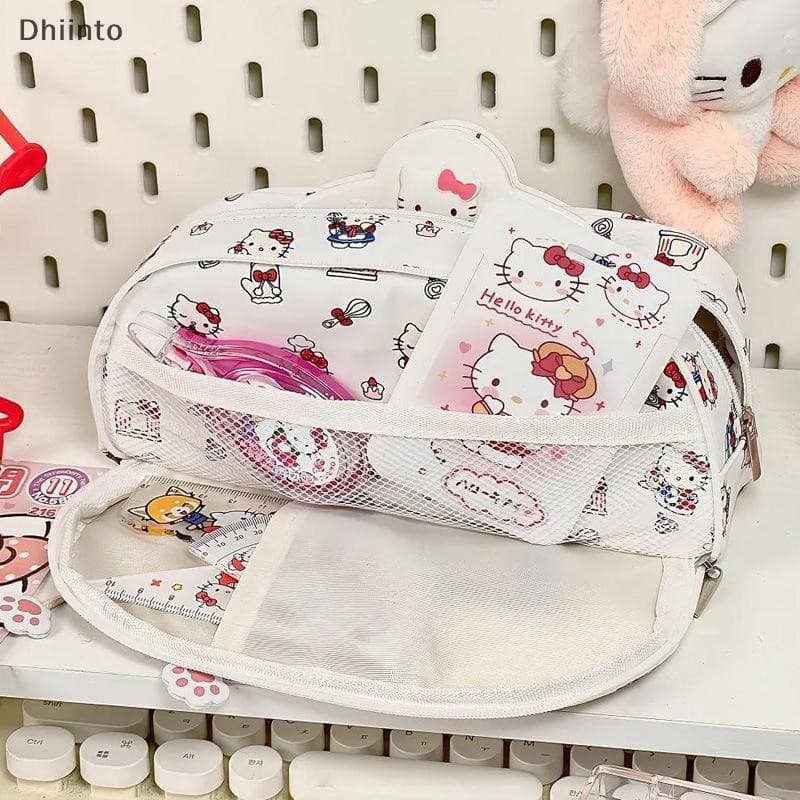 [Dhiint] Sanrio Hello Kitty Pachacco Estojo Para Lápis Bonito Desenho Animado Bicamada Bolsas De Armazenamento De Caneta