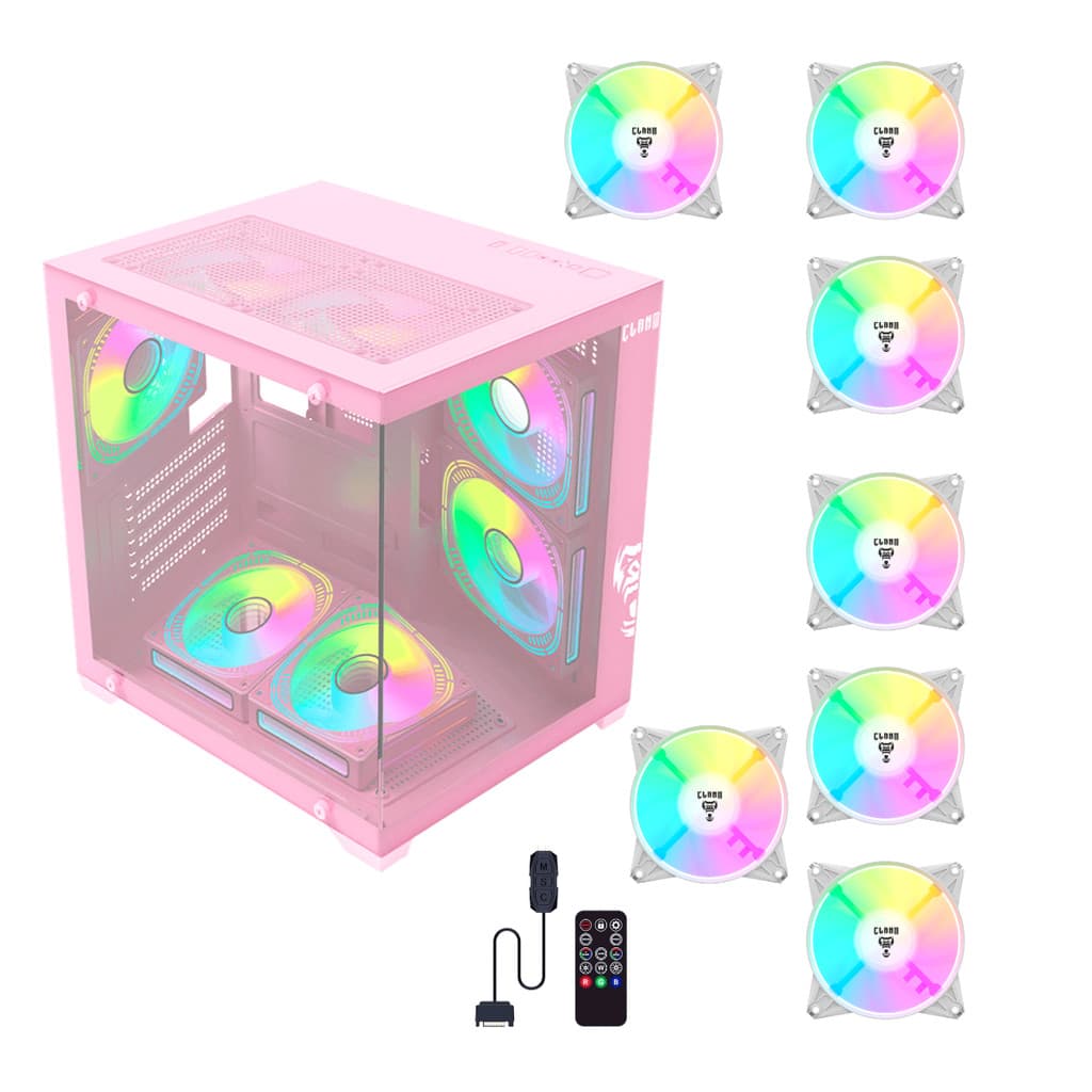 Gabinete Gamer Candy Grodd + 7 Fans Branca ARGB Controladora