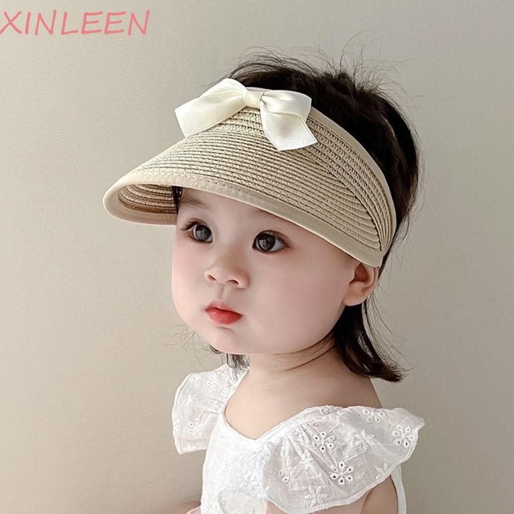 XINLEEN Bonés De Palha Para Bebês , Chapéu Com Laço Superior Vazio Coreano , Boné De Viseira De Proteção Solar De Aba La
