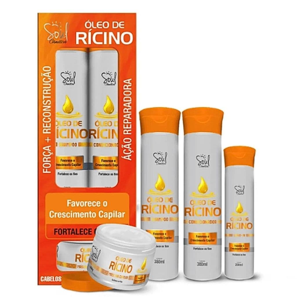 kit capilar óleo de rícino 04 itens soul cosméticos