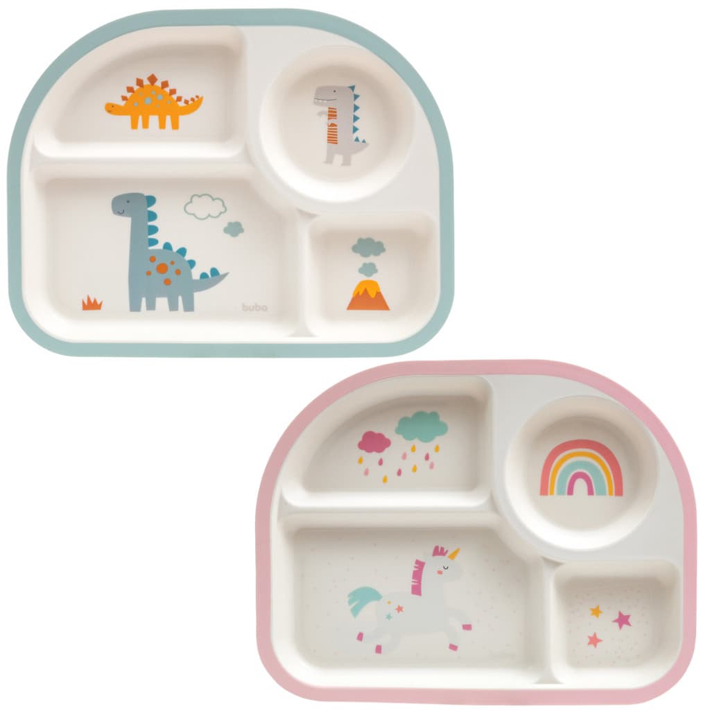 Prato Infantil Com Divisórias Magic Buba Introdução Alimentar Bebê