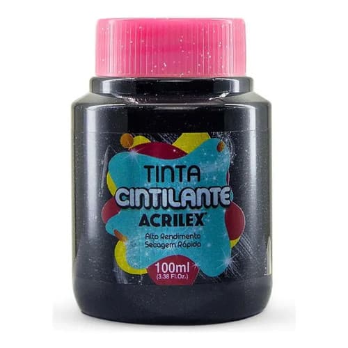 Tinta Acrilex Cintilante 100ml Artesanato Preto