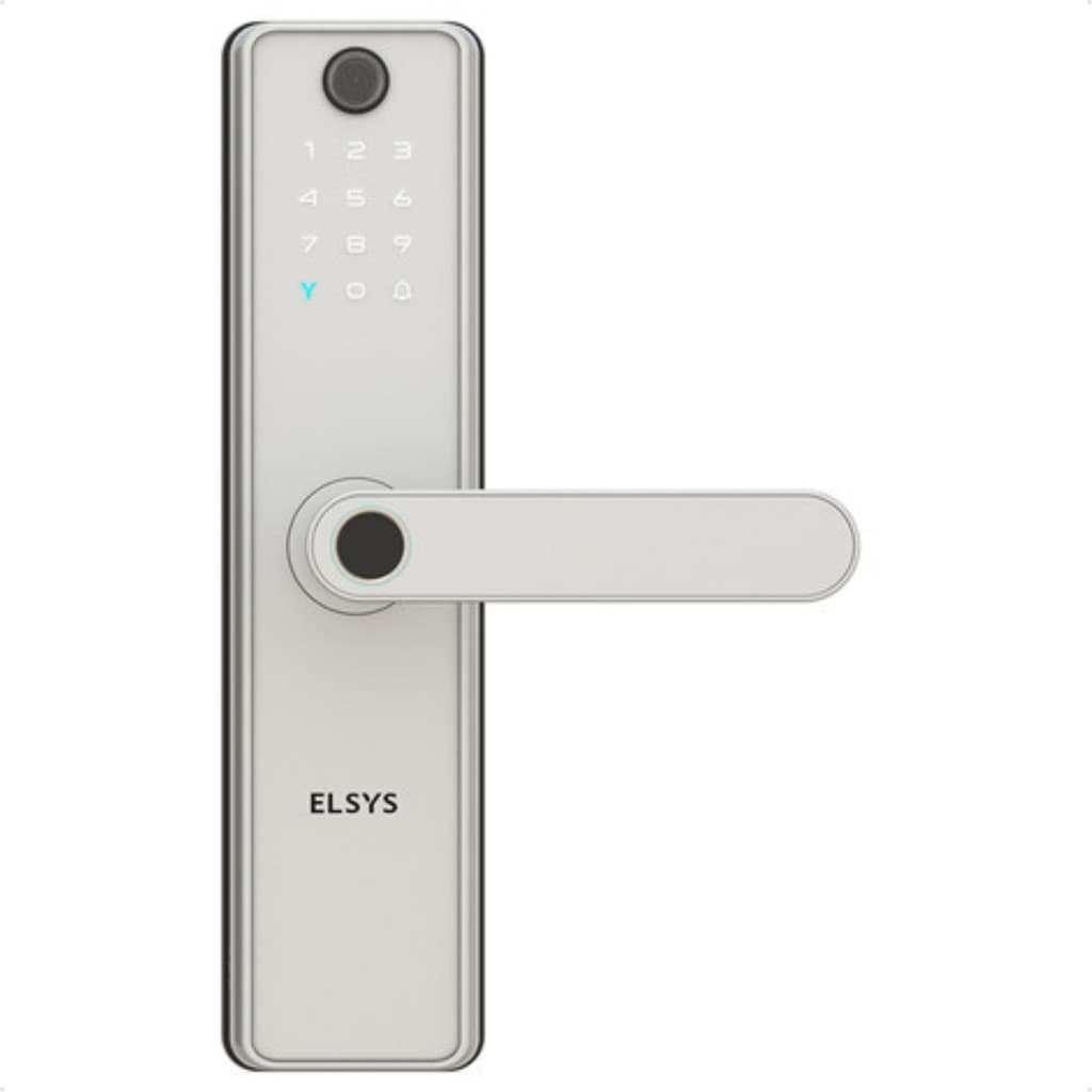 Fechadura Digital Elsys SAX Prata com Câmera Biometria Senha Tag App
