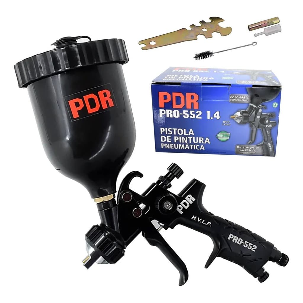 Pistola De Pintura Gravidade HVLP 1,4mm 600ml Preto