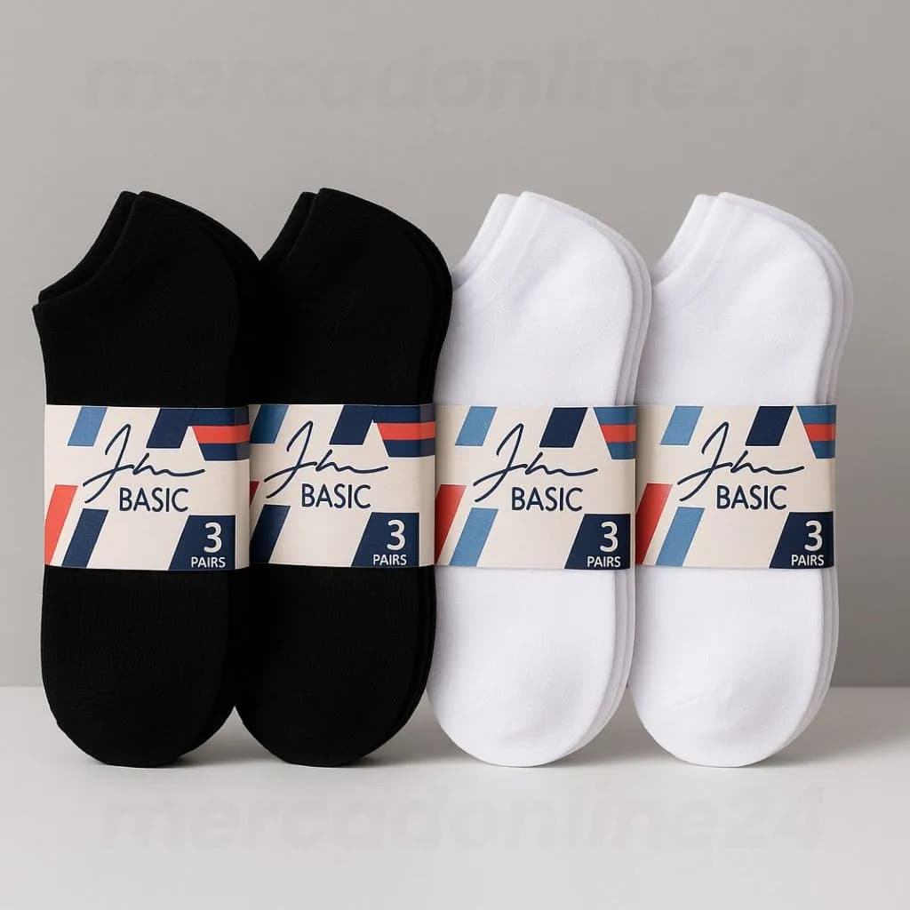 Kit 12 Pares de Meias Soquete Unissex Cano Curto Branco e Preto Conforto Durabilidade e Ajuste
