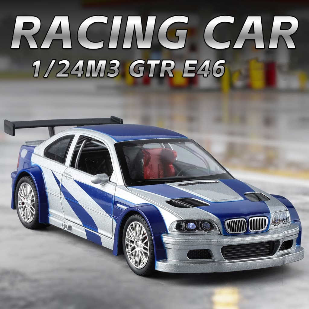 Escala 1 : 24 M3 GTR E46 Liga Modelo De Carro Diecast Som Luz Amantes Do Coleção Crianças Presente Aniversário Metal Men
