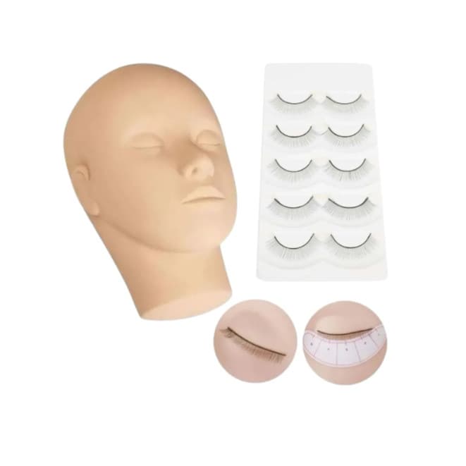 Kit Cabeça De Treino 5 Pares De Cílios Treino Extensão Fio Maquiagem SILICONE oceanic
