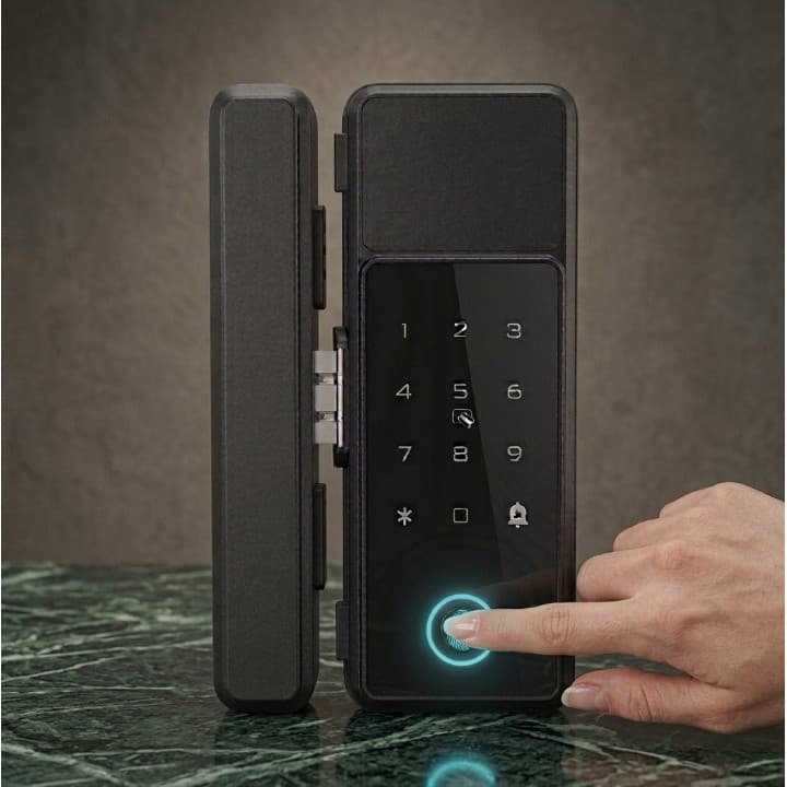 Fechadura Eletrônica Digital Overlay Sliding Glass Door Tilting Biometrics Digital Password Tag voltikk