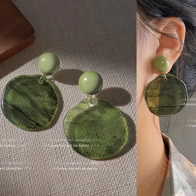 Brincos exagerados, tingidos em verde oliva clássico, joias elegantes para festas, presente de Natal, Halloween e Ano No